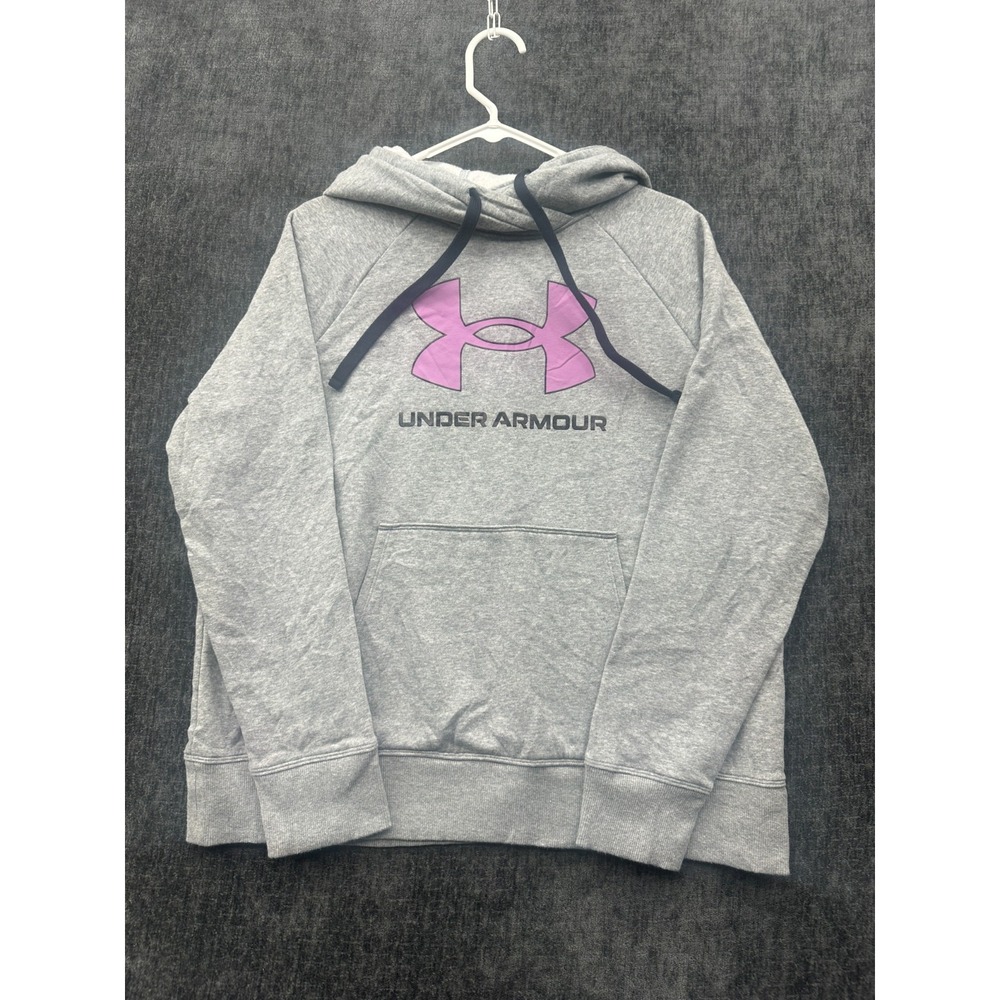 Under Armour Rival Fleece Hoodie Womens Large Gray Ultra Soft Cotton Loose